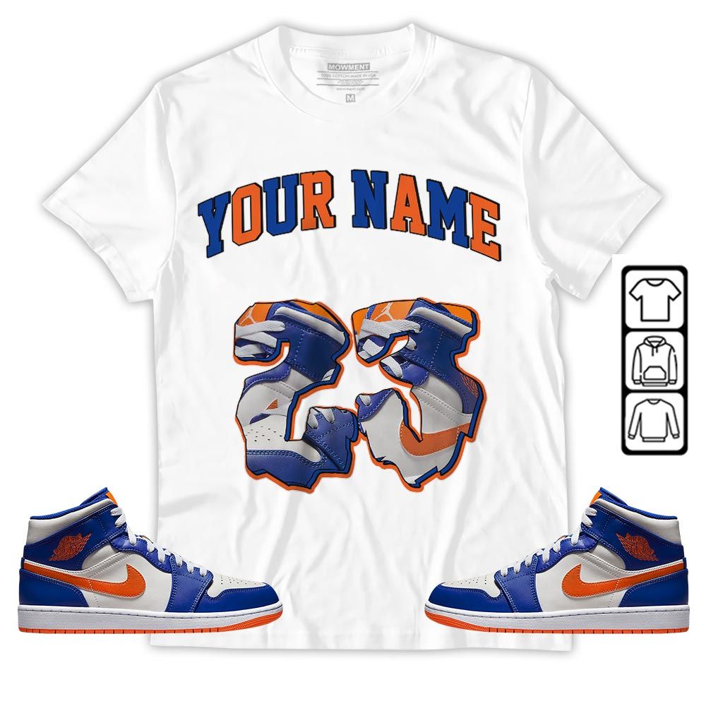 Custom Drip 23 Sneaker Shirt Match Mid Knicks 1s, Jordan 1 Mid Knicks MKO T-Shirt Custom Drip 23 Sneaker Shirt Match Mid Knicks 1s, Jordan 1 Mid Knicks MKO T-Shirt