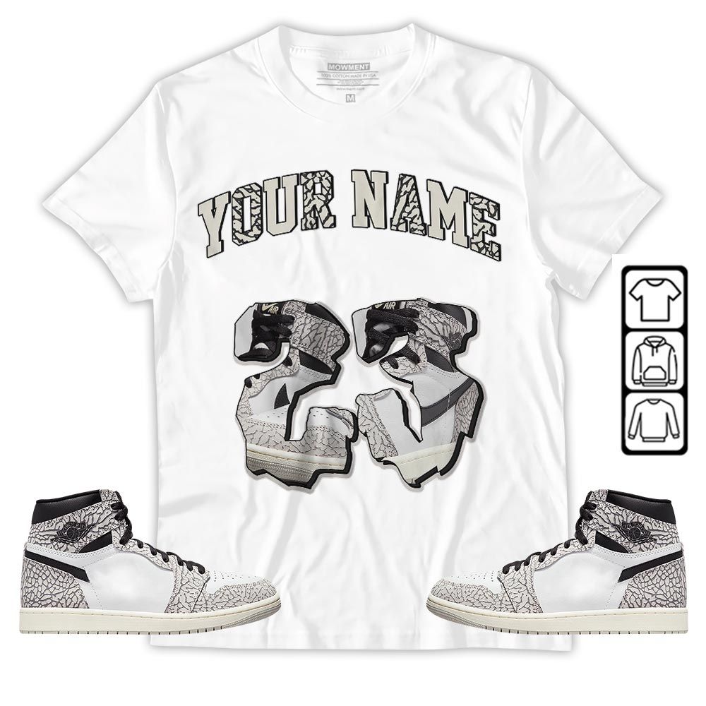 Custom Drip 23 Sneaker Shirt Match OG Elephant 1s, Jordan 1 White Cement MKO T-Shirt Custom Drip 23 Sneaker Shirt Match OG Elephant 1s, Jordan 1 White Cement MKO T-Shirt