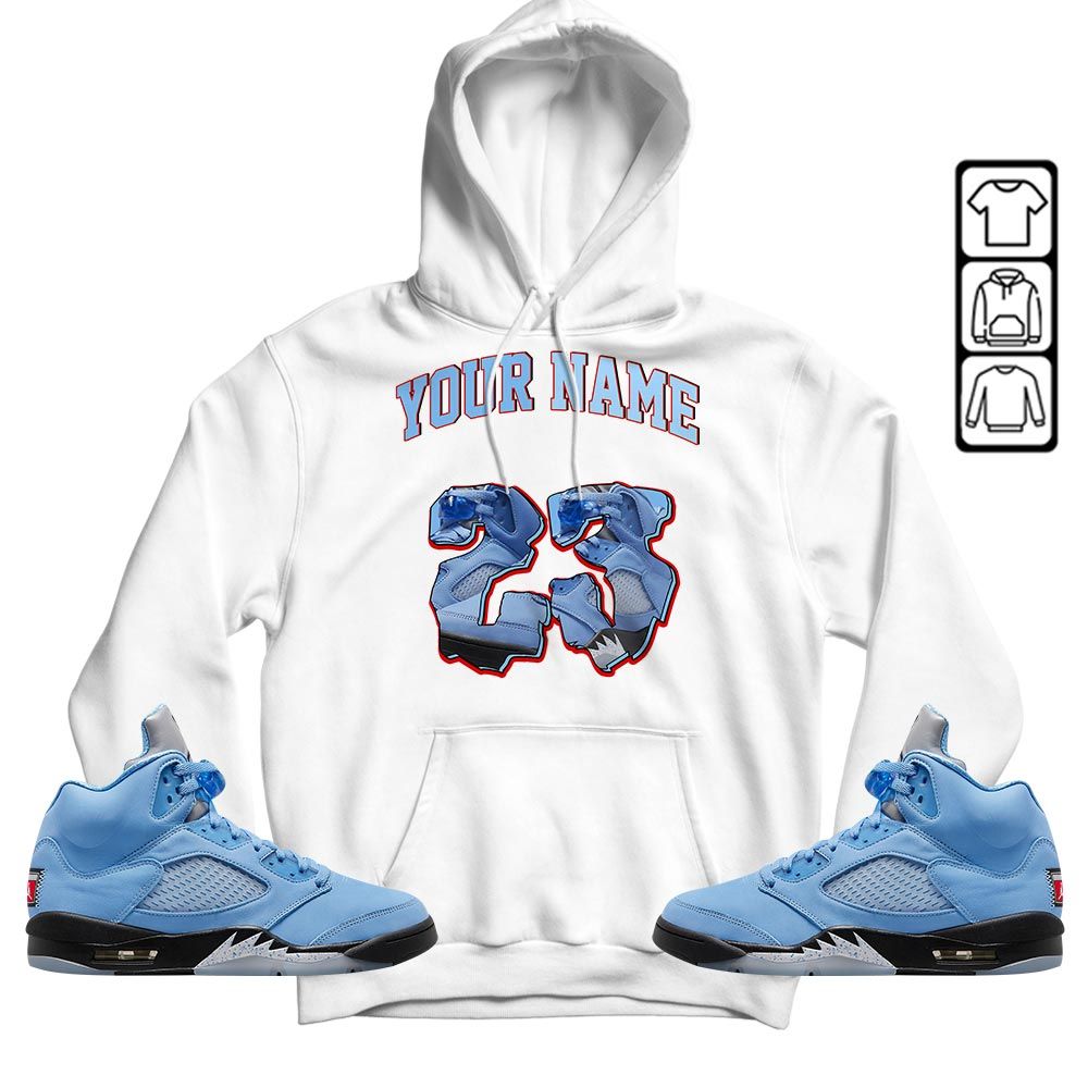 Custom Drip 23 Sneaker Shirt Match Retro University Blue 5s, Jordan 5 University Blue MKO T-Shirt