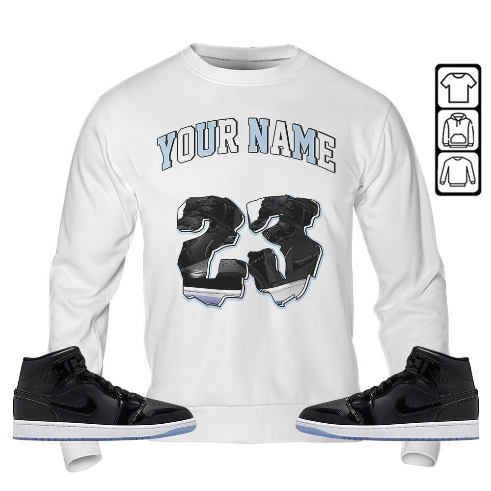 Custom Drip 23 Sneaker Shirt Match Space Jam 1s, Jordan 1 Mid Space Jam MKO Sweatshirt