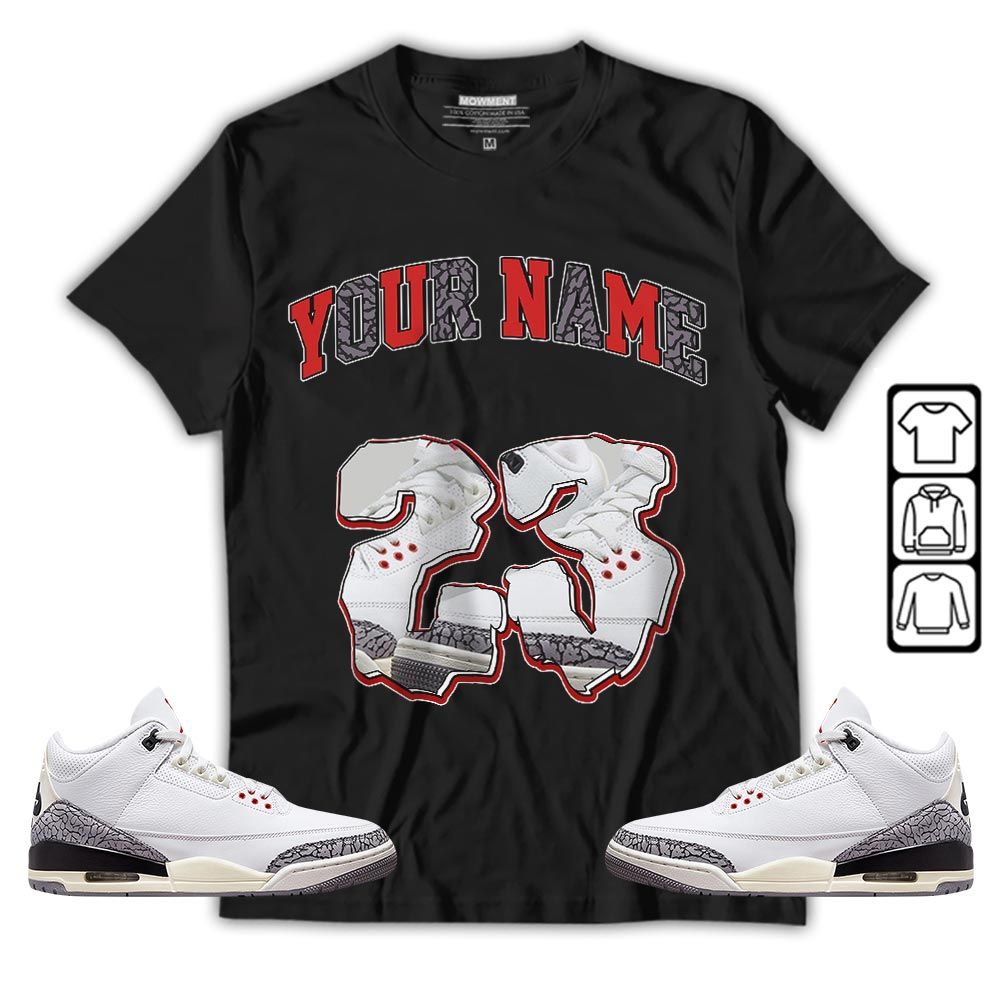 Custom Drip 23 Sneaker Shirt Match White Cement 3s, Jordan Retro 3 White Cement MKO T-Shirt