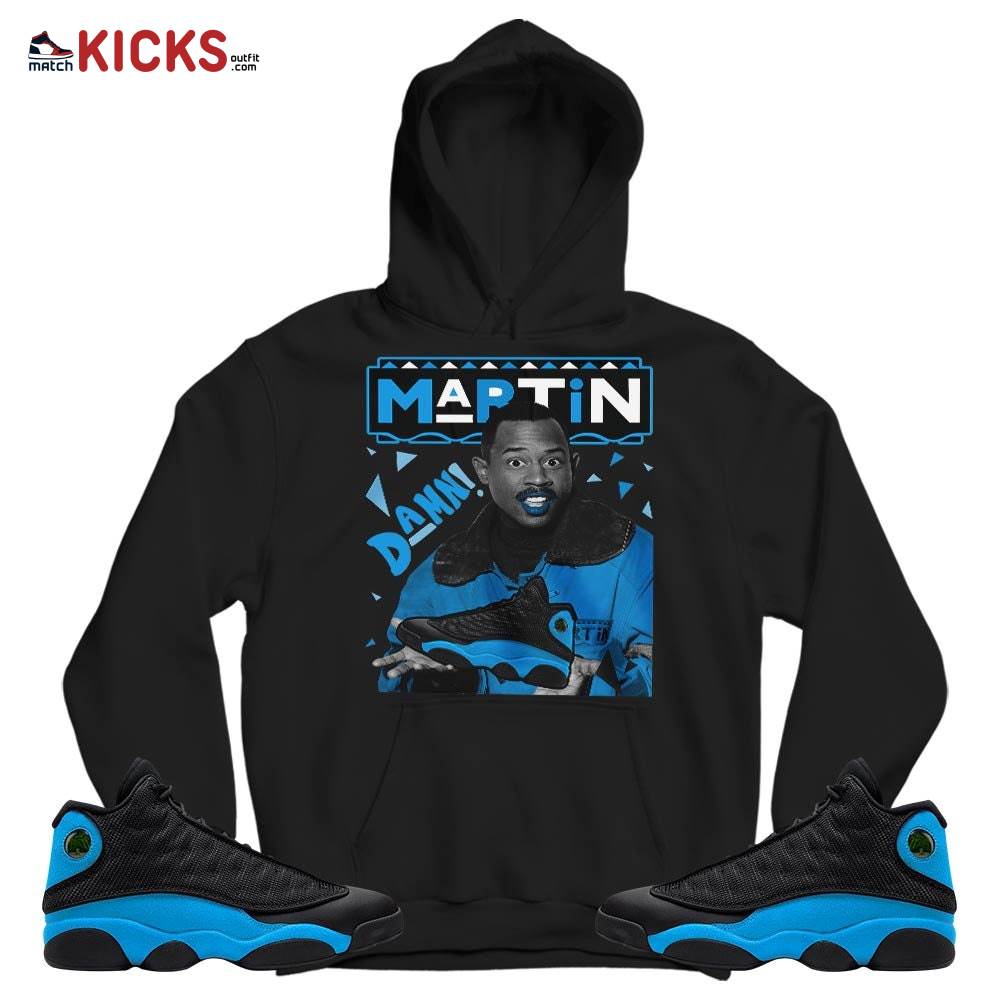 Custom Martin Tv Sneaker Shirt Match Black University Blue 13s, Jordan 13 Black University Blue 2022 MKO T-Shirt Custom Martin Tv Sneaker Shirt Match Black University Blue 13s, Jordan 13 Black University Blue 2022 MKO T-Shirt