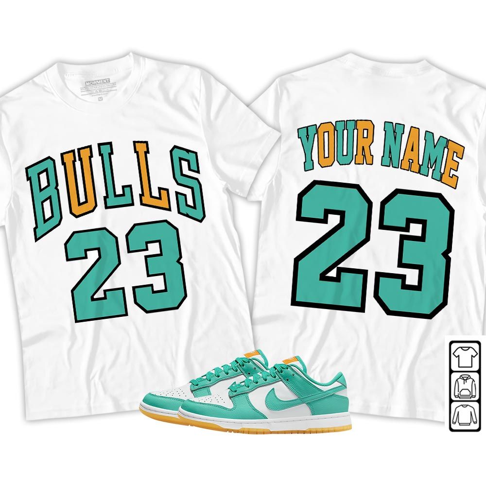 Custom Name Bulls Number 23 Sneaker Shirt Match Dunk Low Turquoise, Dunk Low Teal Zeal MKO T-Shirt Custom Name Bulls Number 23 Sneaker Shirt Match Dunk Low Turquoise, Dunk Low Teal Zeal MKO T-Shirt
