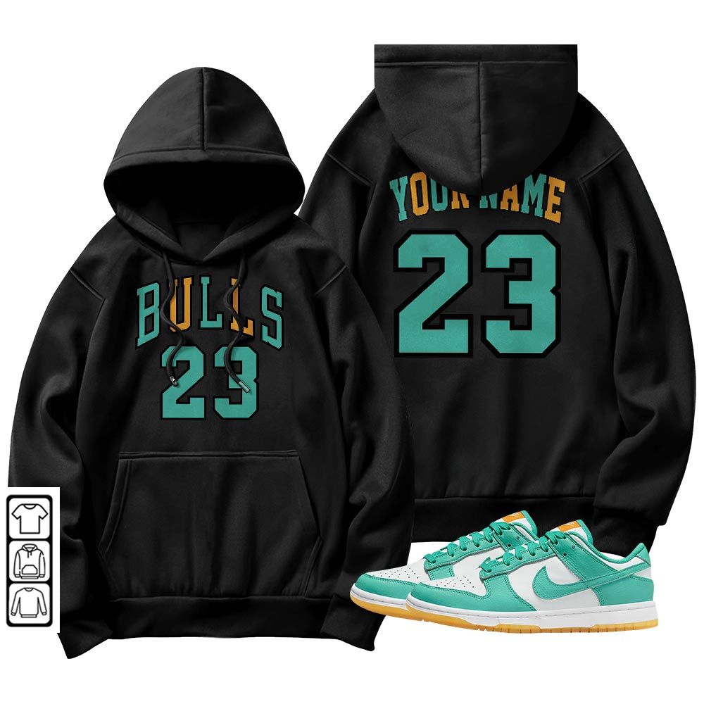 Custom Name Bulls Number 23 Sneaker Shirt Match Dunk Low Turquoise, Dunk Low Teal Zeal MKO T-Shirt