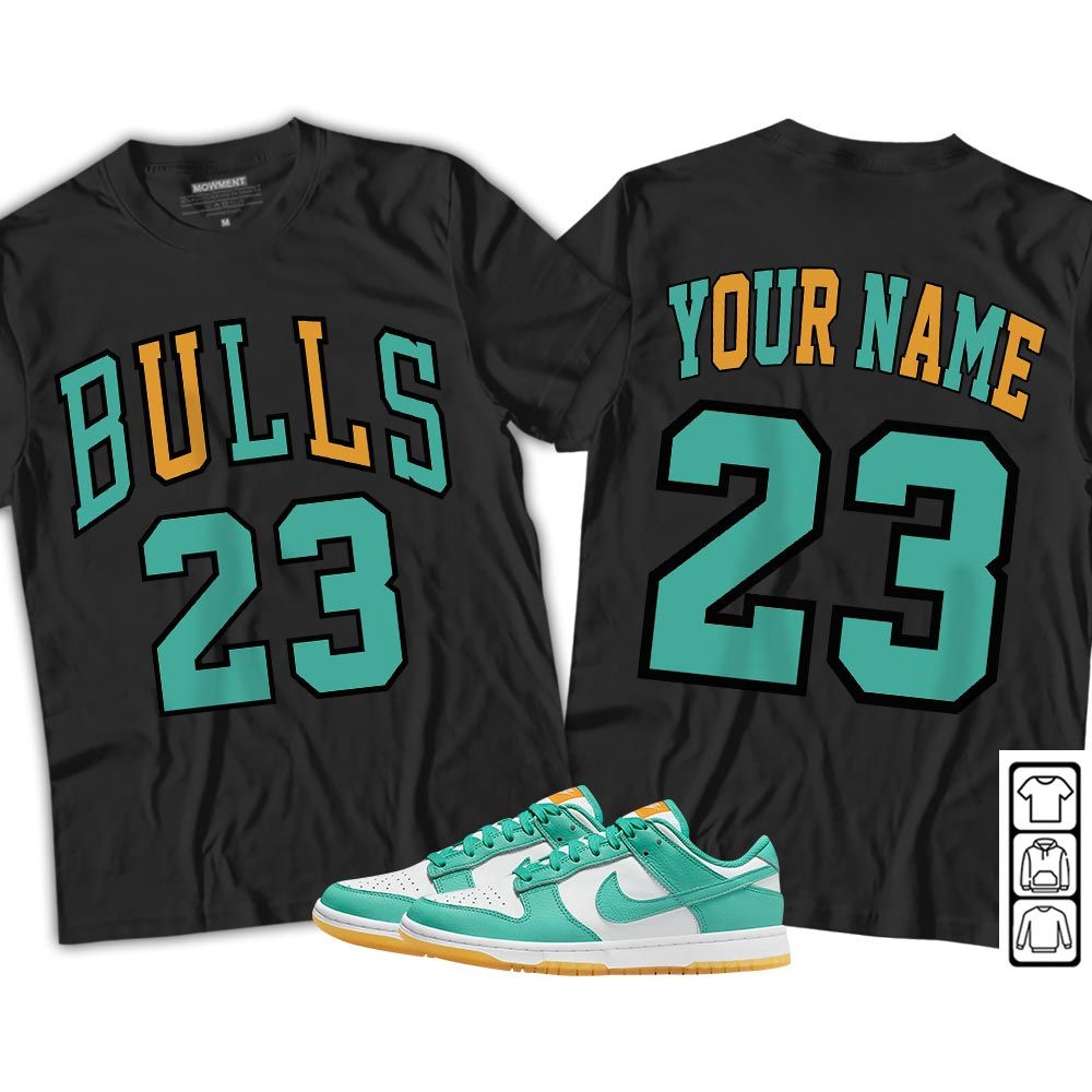 Custom Name Bulls Number 23 Sneaker Shirt Match Dunk Low Turquoise, Dunk Low Teal Zeal MKO T-Shirt Custom Name Bulls Number 23 Sneaker Shirt Match Dunk Low Turquoise, Dunk Low Teal Zeal MKO T-Shirt