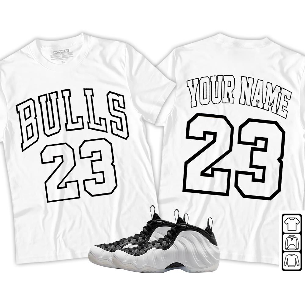 Custom Name Bulls Number 23 Sneaker Shirt Match Foamposite White Black, Air Foamposite One Penny PE MKO T-Shirt