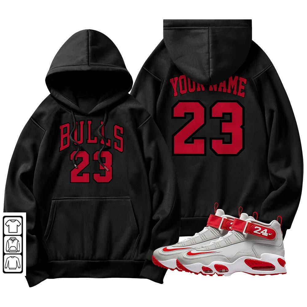 Custom Name Bulls Number 23 Sneaker Shirt Match Griffey Max 1 University Reds, Air Griffey Max 1 Gray Reds MKO T-Shirt