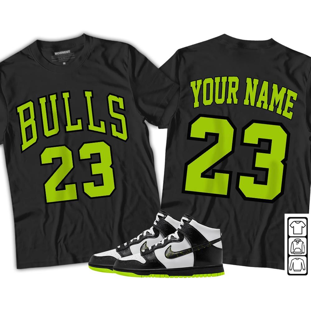 Custom Name Bulls Number 23 Sneaker Shirt Match High Electric 2023, Dunk High Electric MKO T-Shirt Custom Name Bulls Number 23 Sneaker Shirt Match High Electric 2023, Dunk High Electric MKO T-Shirt