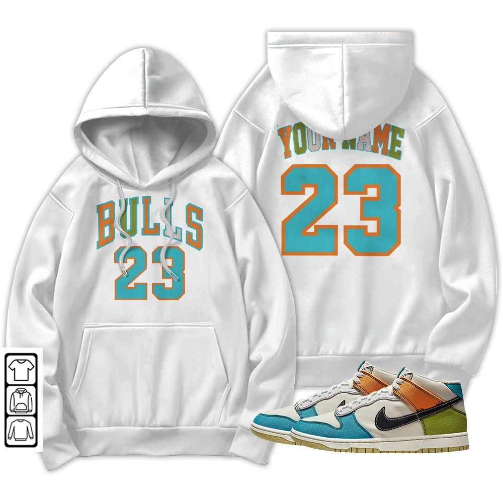 Custom Name Bulls Number 23 Sneaker Shirt Match Mid Pale Ivory, Dunk Mid Multi-Color Canvas MKO T-Shirt Custom Name Bulls Number 23 Sneaker Shirt Match Mid Pale Ivory, Dunk Mid Multi-Color Canvas MKO T-Shirt
