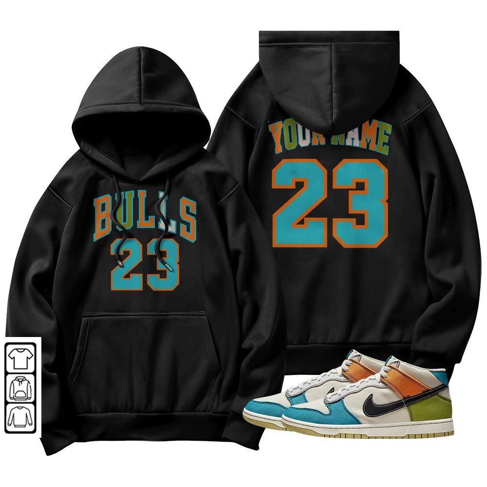Custom Name Bulls Number 23 Sneaker Shirt Match Mid Pale Ivory, Dunk Mid Multi-Color Canvas MKO T-Shirt Custom Name Bulls Number 23 Sneaker Shirt Match Mid Pale Ivory, Dunk Mid Multi-Color Canvas MKO T-Shirt
