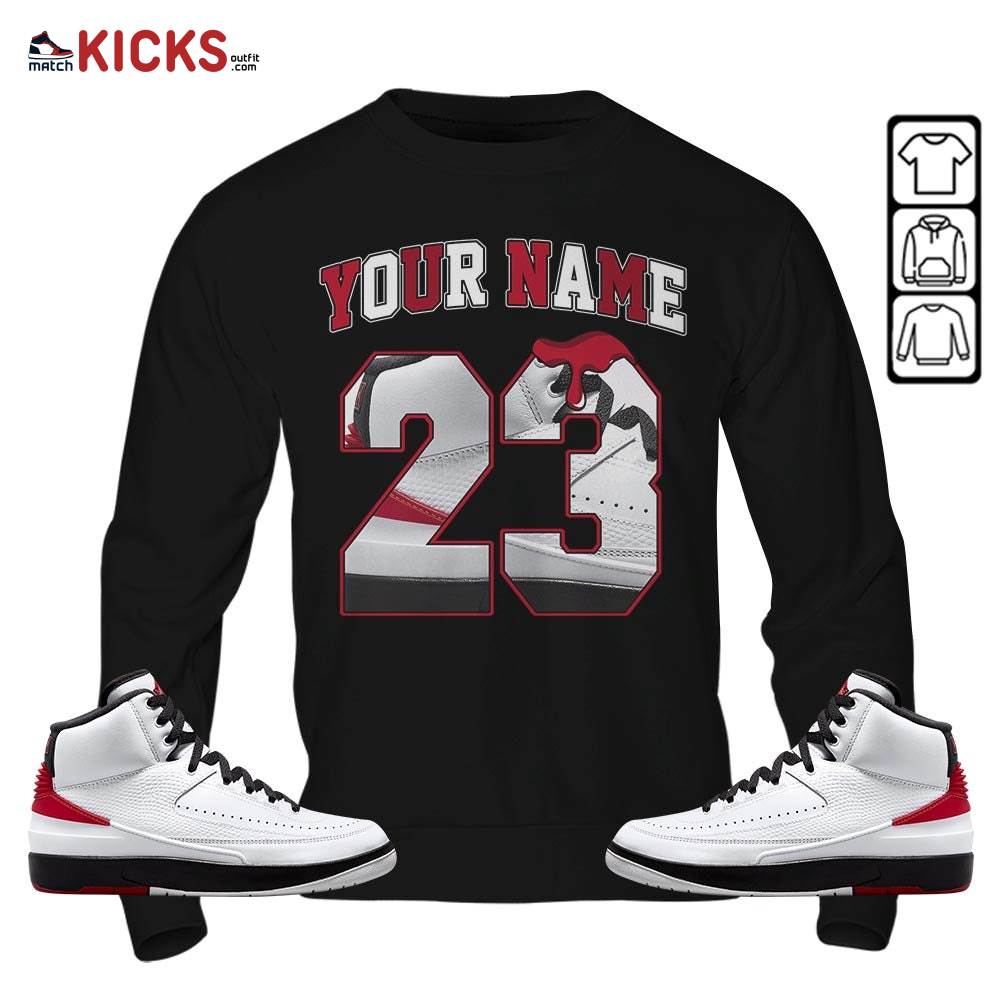 Custom Name Design Number 23 Drip Shoes Sneaker Shirt Match 2 Chicago Varsity Red, Jordan Retro 2 Chicago MKO T-Shirt Custom Name Design Number 23 Drip Shoes Sneaker Shirt Match 2 Chicago Varsity Red, Jordan Retro 2 Chicago MKO T-Shirt