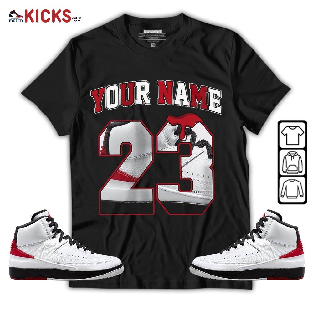 Custom Name Design Number 23 Drip Shoes Sneaker Shirt Match 2 Chicago Varsity Red, Jordan Retro 2 Chicago MKO T-Shirt Custom Name Design Number 23 Drip Shoes Sneaker Shirt Match 2 Chicago Varsity Red, Jordan Retro 2 Chicago MKO T-Shirt