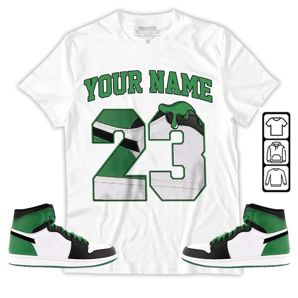 Custom Name Design Number 23 Drip Shoes Sneaker Shirt Match Lucky Green 1s, Jordan 1 Lucky Green MKO T-Shirt Custom Name Design Number 23 Drip Shoes Sneaker Shirt Match Lucky Green 1s, Jordan 1 Lucky Green MKO T-Shirt