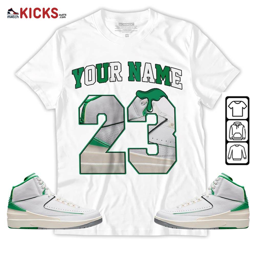 Custom Name Design Number 23 Drip Shoes Sneaker Shirt Match Lucky Green 2s, Jordan 2 Lucky Green MKO T-Shirt