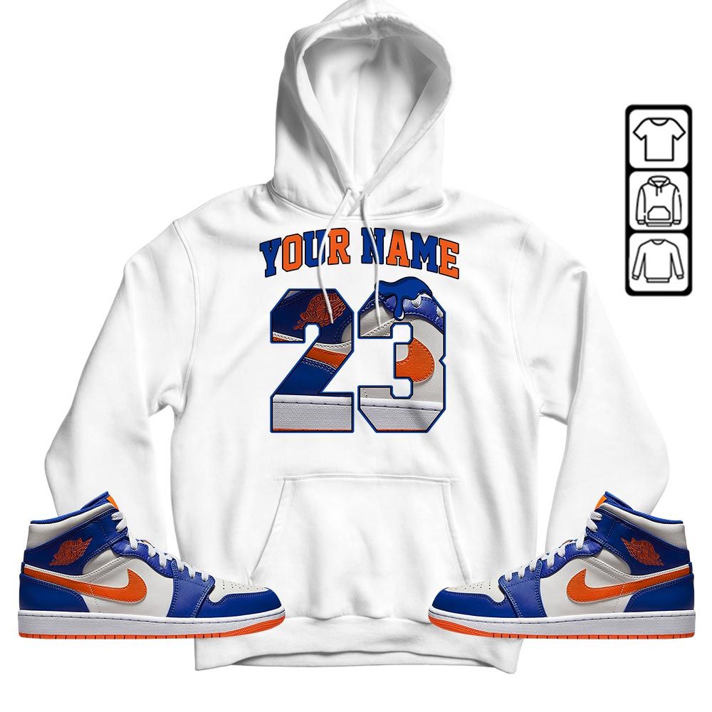 Custom Name Design Number 23 Drip Shoes Sneaker Shirt Match Mid Knicks 1s, Jordan 1 Mid Knicks MKO T-Shirt
