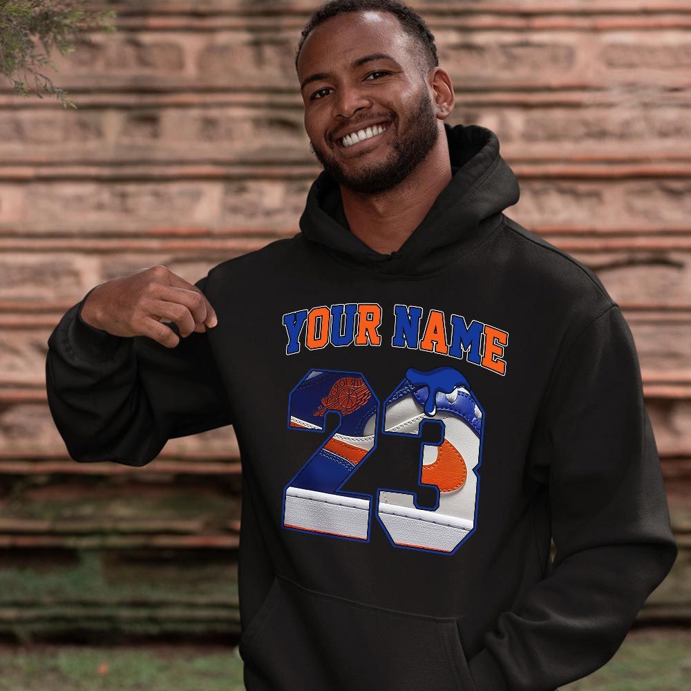 Custom Name Design Number 23 Drip Shoes Sneaker Shirt Match Mid Knicks 1s, Jordan 1 Mid Knicks MKO T-Shirt Custom Name Design Number 23 Drip Shoes Sneaker Shirt Match Mid Knicks 1s, Jordan 1 Mid Knicks MKO T-Shirt