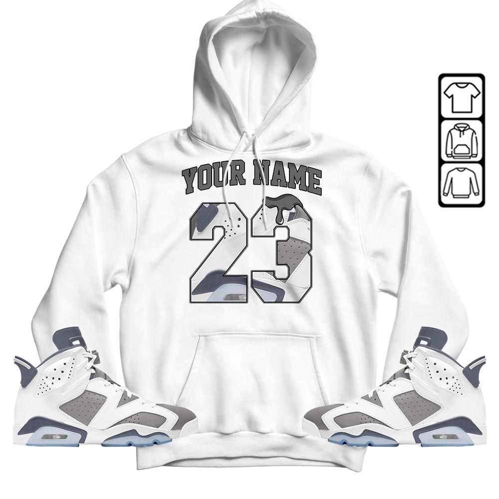 Custom Name Design Number 23 Drip Shoes Sneaker Shirt Match Retro Cool Grey 6s, Jordan 6 Cool Grey MKO T-Shirt