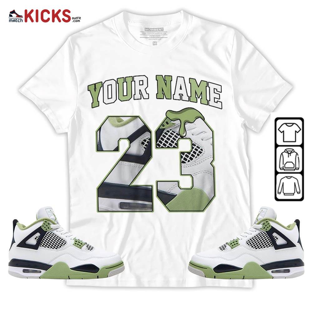Custom Name Design Number 23 Drip Shoes Sneaker Shirt Match Retro Oil Green 4s, Jordan 4 Oil Green MKO T-Shirt Custom Name Design Number 23 Drip Shoes Sneaker Shirt Match Retro Oil Green 4s, Jordan 4 Oil Green MKO T-Shirt