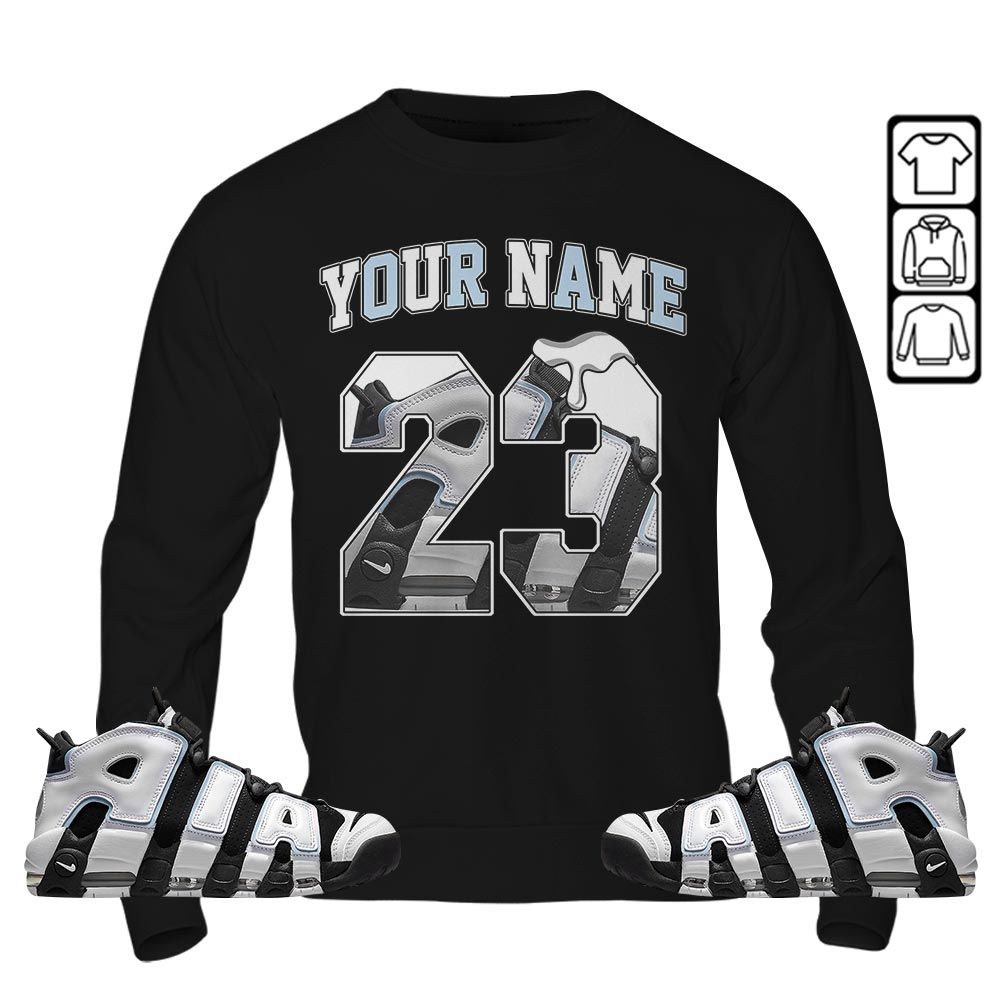 Custom Name Design Number 23 Drip Shoes Sneaker Shirt Match Uptempo Cobalt Bliss, Air More Uptempo Cobalt Bliss MKO T-Shirt Custom Name Design Number 23 Drip Shoes Sneaker Shirt Match Uptempo Cobalt Bliss, Air More Uptempo Cobalt Bliss MKO T-Shirt