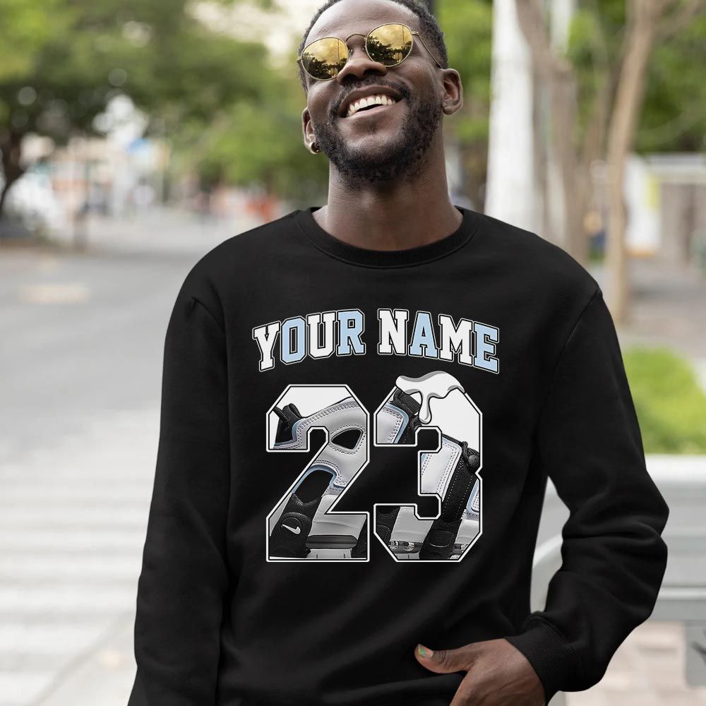 Custom Name Design Number 23 Drip Shoes Sneaker Shirt Match Uptempo Cobalt Bliss, Air More Uptempo Cobalt Bliss MKO T-Shirt Custom Name Design Number 23 Drip Shoes Sneaker Shirt Match Uptempo Cobalt Bliss, Air More Uptempo Cobalt Bliss MKO T-Shirt