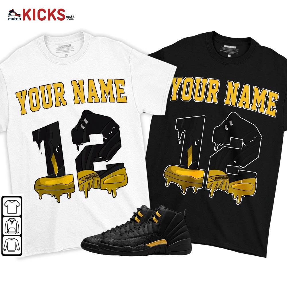 Custom Name Number 12 Sneaker Shirt Match Black Taxi 12s, Jordan 12 Retro Black Taxi MKO T-Shirt Custom Name Number 12 Sneaker Shirt Match Black Taxi 12s, Jordan 12 Retro Black Taxi MKO T-Shirt