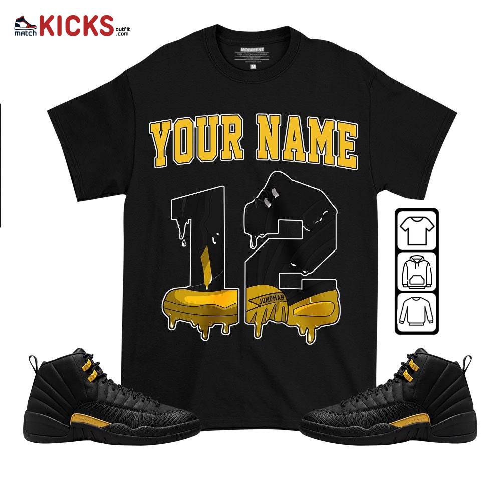 Custom Name Number 12 Sneaker Shirt Match Black Taxi 12s, Jordan 12 Retro Black Taxi MKO T-Shirt