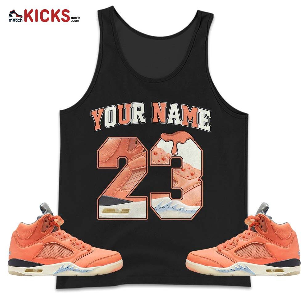 Custom Number 23 Drip Sneaker Shirt Match Crimson Bliss 5s, Jordan 5 DJ Khaled Crimson Bliss MKO Tank Top