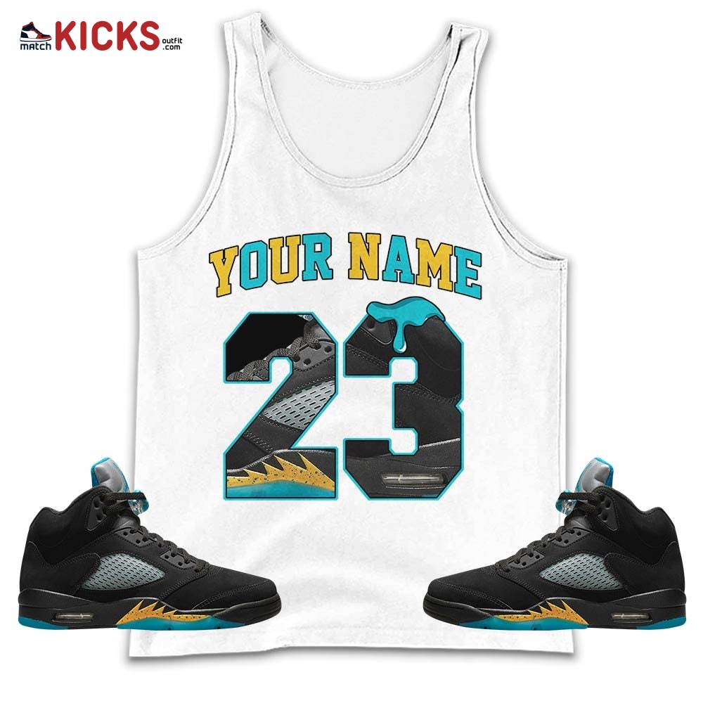 Custom Number 23 Sneaker Shirt Match 2023 Retro Aqua 5s, Jordan 5 Aqua MKO Tank Top