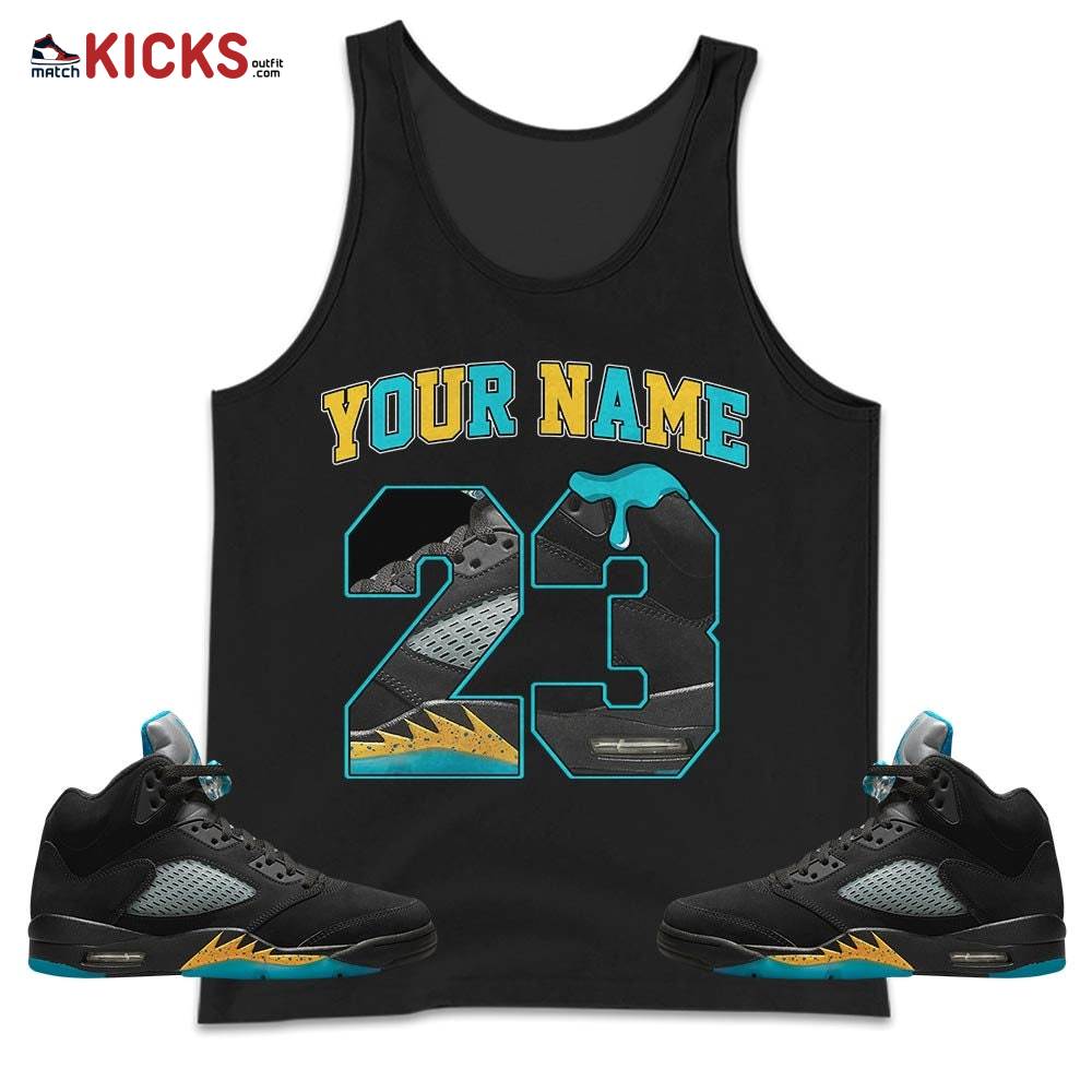 Custom Number 23 Sneaker Shirt Match 2023 Retro Aqua 5s, Jordan 5 Aqua MKO Tank Top Custom Number 23 Sneaker Shirt Match 2023 Retro Aqua 5s, Jordan 5 Aqua MKO Tank Top