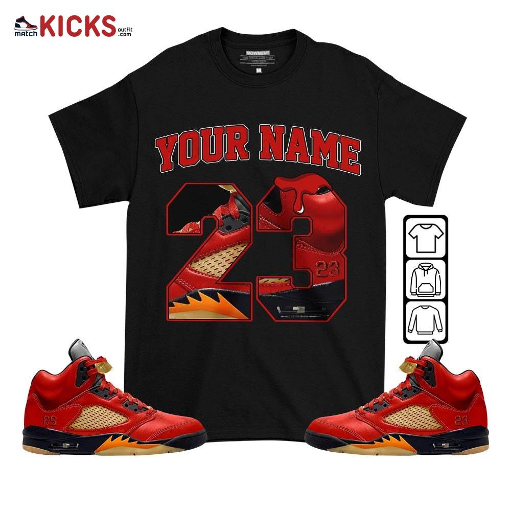 Custom Number 23 Sneaker Shirt Match 5 Dunk On Mars, Jordan 5 Mars For Her MKO T-Shirt