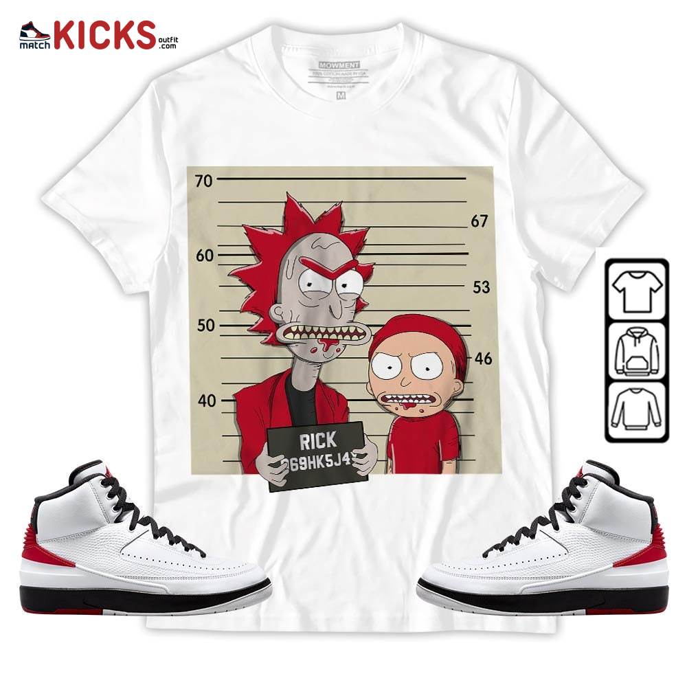 Custom Rick Wanted Sneaker Shirt Match 2 Chicago Varsity Red, Jordan Retro 2 Chicago MKO Sweatshirt