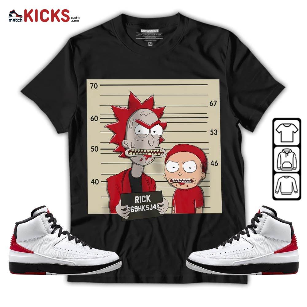 Custom Rick Wanted Sneaker Shirt Match 2 Chicago Varsity Red, Jordan Retro 2 Chicago MKO T-Shirt