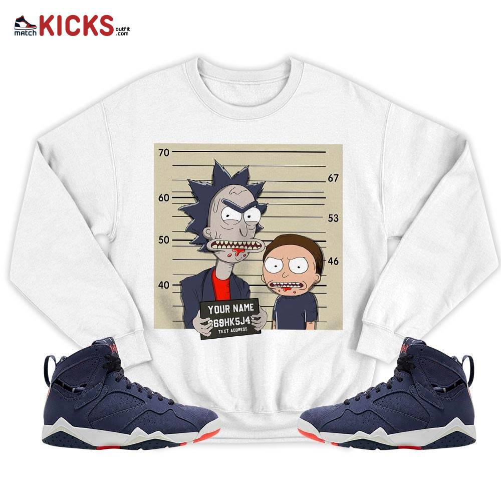 Custom Rick Wanted Sneaker Shirt Match 7 Neutral Indigo, Jordan 7 Quai 54 MKO T-Shirt Custom Rick Wanted Sneaker Shirt Match 7 Neutral Indigo, Jordan 7 Quai 54 MKO T-Shirt