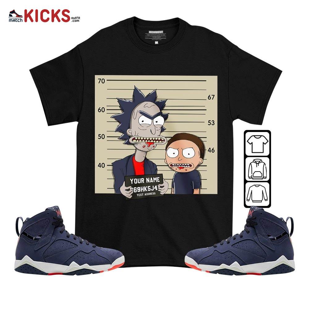 Custom Rick Wanted Sneaker Shirt Match 7 Neutral Indigo, Jordan 7 Quai 54 MKO T-Shirt Custom Rick Wanted Sneaker Shirt Match 7 Neutral Indigo, Jordan 7 Quai 54 MKO T-Shirt