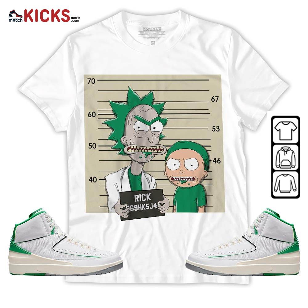 Custom Rick Wanted Sneaker Shirt Match Lucky Green 2s, Jordan 2 Lucky Green MKO Sweatshirt