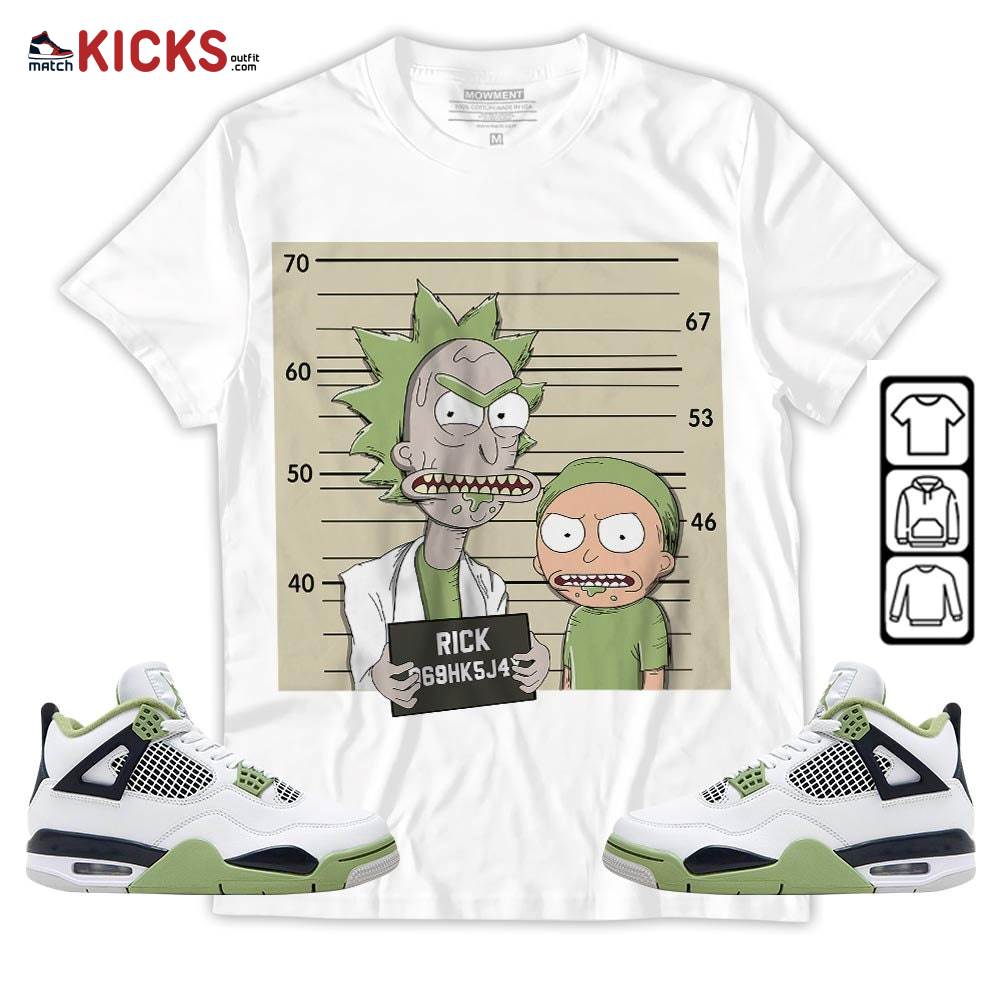 Custom Rick Wanted Sneaker Shirt Match Retro Oil Green 4s, Jordan 4 Oil Green MKO Sweatshirt
