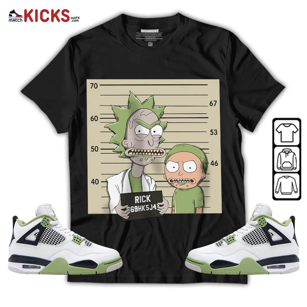 Custom Rick Wanted Sneaker Shirt Match Retro Oil Green 4s, Jordan 4 Oil Green MKO T-Shirt