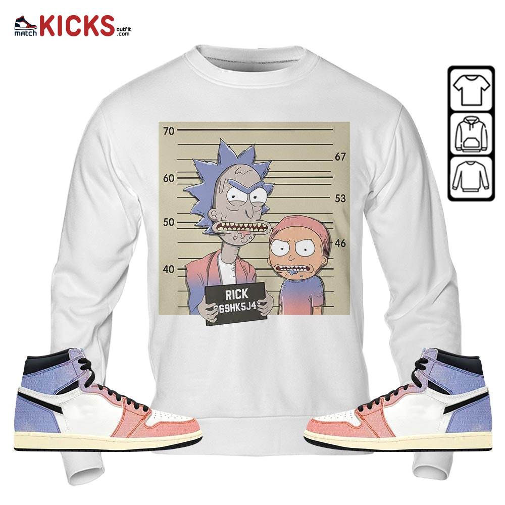 Custom Rick Wanted Sneaker Shirt Match Retro Skyline 1s, Jordan 1 High OG Skyline MKO Sweatshirt