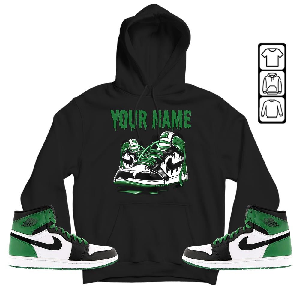 Custom Shoe Dripping Sneaker Shirt Match Lucky Green 1s, Jordan 1 Lucky Green MKO T-Shirt Custom Shoe Dripping Sneaker Shirt Match Lucky Green 1s, Jordan 1 Lucky Green MKO T-Shirt