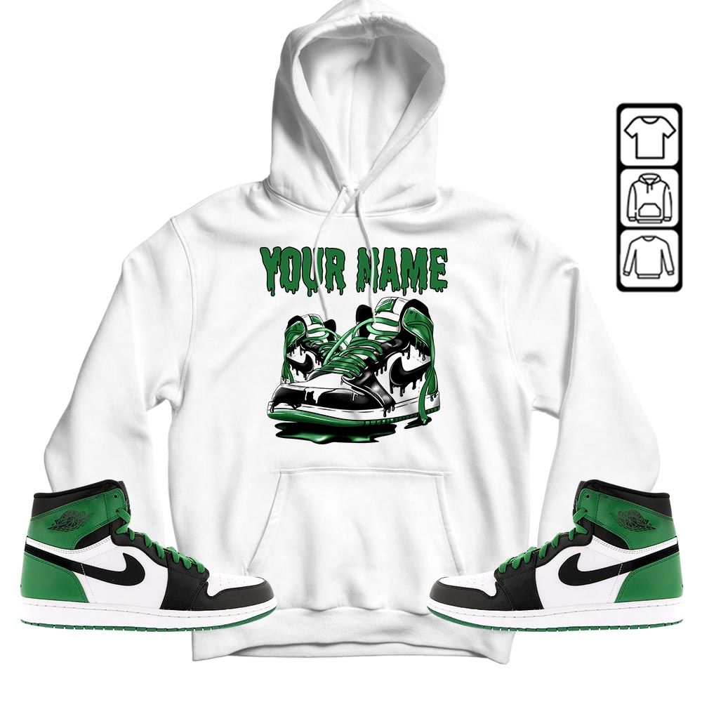 Custom Shoe Dripping Sneaker Shirt Match Lucky Green 1s, Jordan 1 Lucky Green MKO T-Shirt