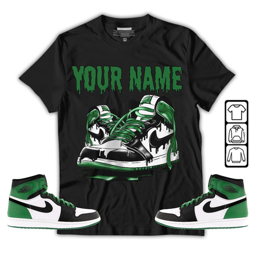 Custom Shoe Dripping Sneaker Shirt Match Lucky Green 1s, Jordan 1 Lucky Green MKO T-Shirt Custom Shoe Dripping Sneaker Shirt Match Lucky Green 1s, Jordan 1 Lucky Green MKO T-Shirt
