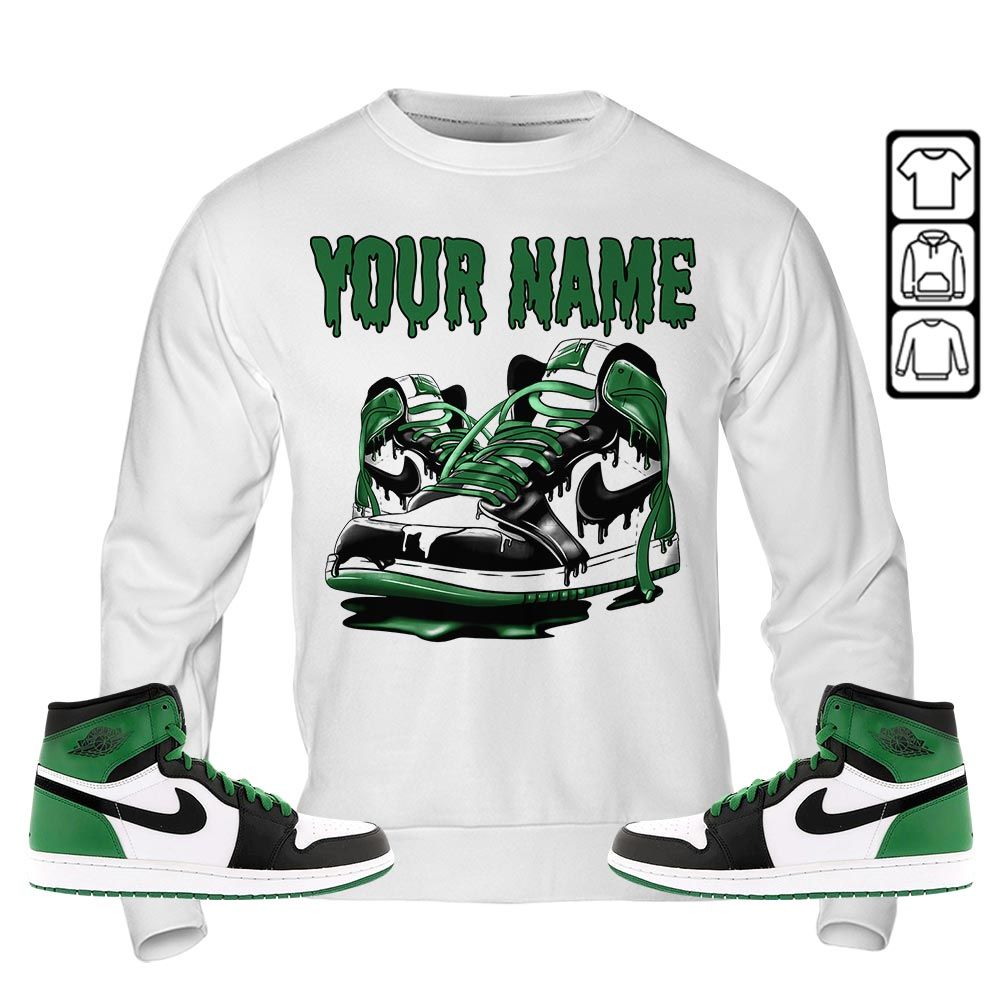 Custom Shoe Dripping Sneaker Shirt Match Lucky Green 1s, Jordan 1 Lucky Green MKO T-Shirt Custom Shoe Dripping Sneaker Shirt Match Lucky Green 1s, Jordan 1 Lucky Green MKO T-Shirt