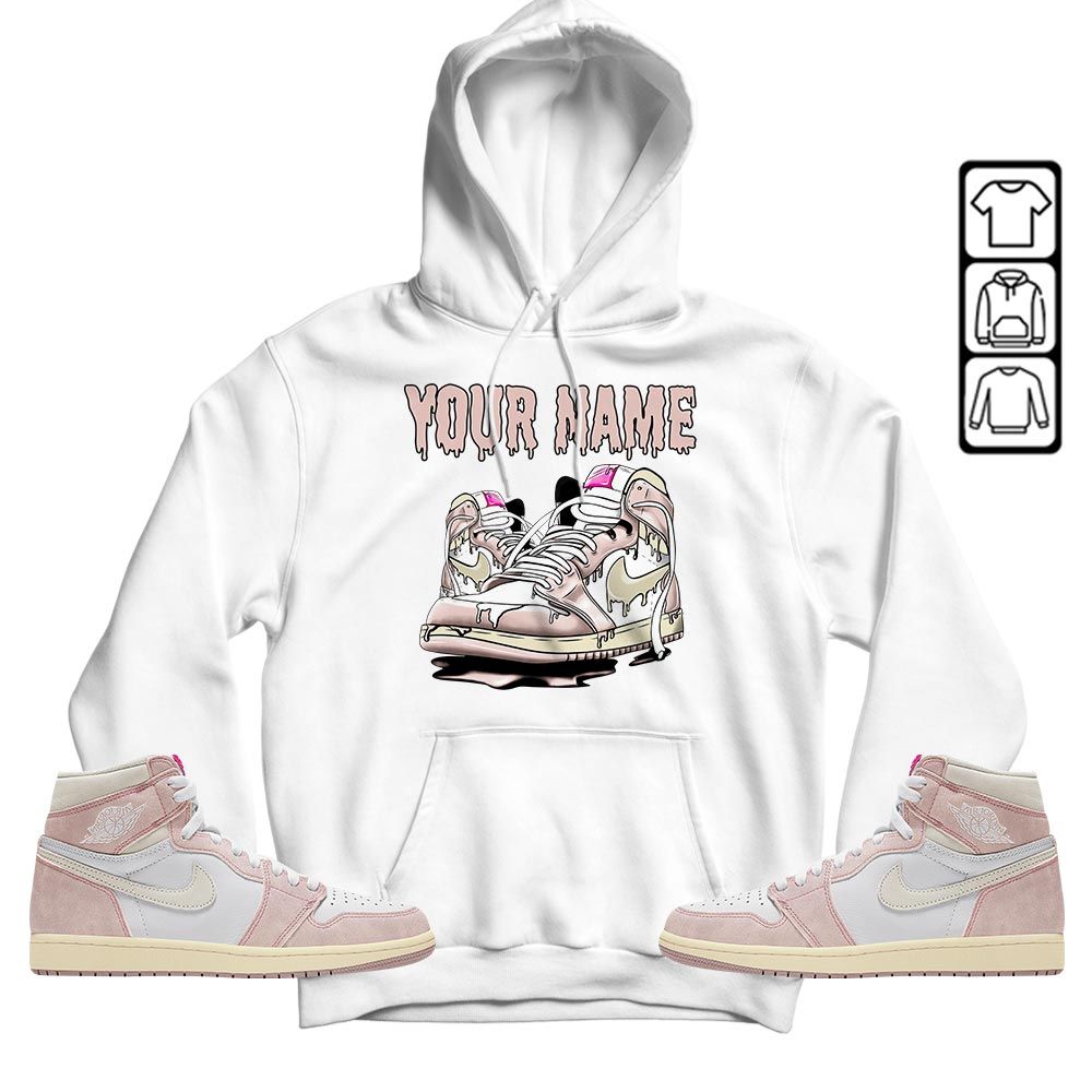 Custom Shoe Dripping Sneaker Shirt Match Washed Pink 1s, Jordan 1 High OG Washed Pink MKO T-Shirt