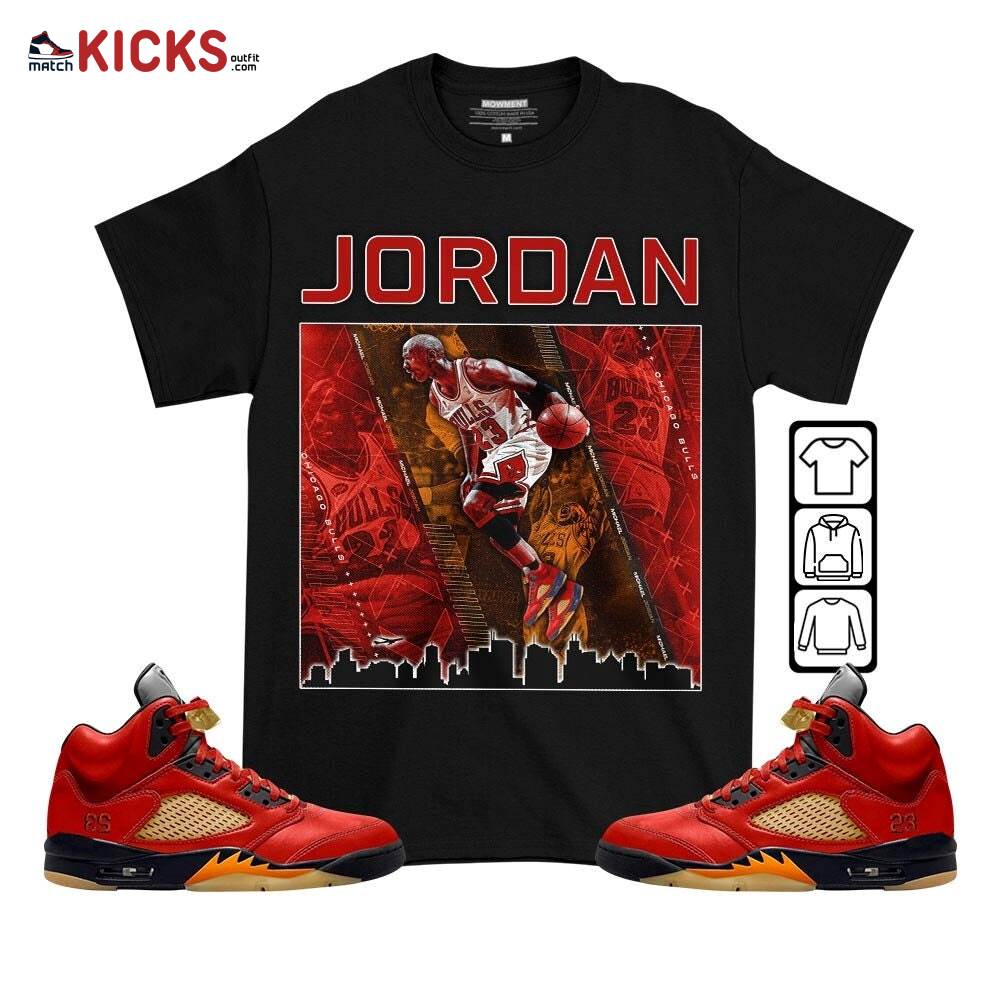 Custome 23 City Sneaker Shirt Match 5 Dunk On Mars, Jordan 5 Mars For Her MKO T-Shirt