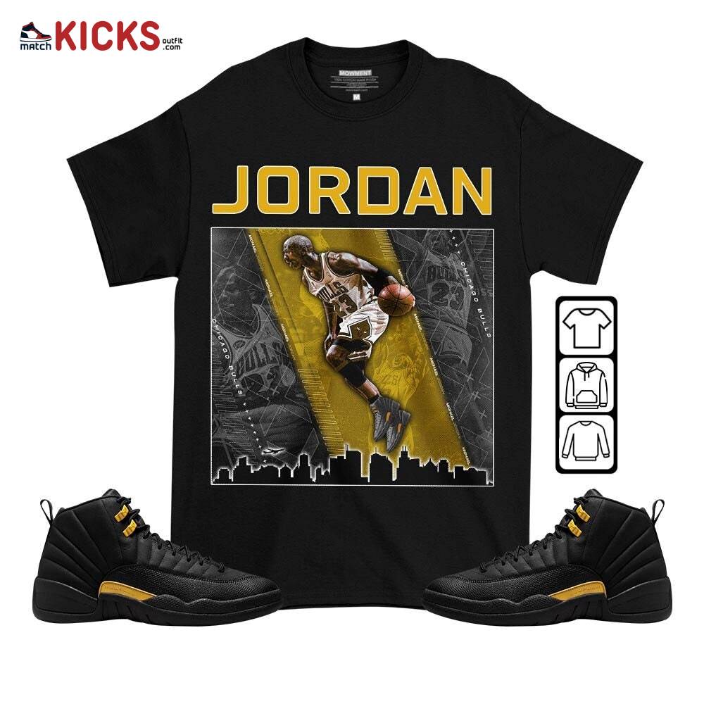 Custome 23 City Sneaker Shirt Match Black Taxi 12s, Jordan 12 Retro Black Taxi MKO T-Shirt