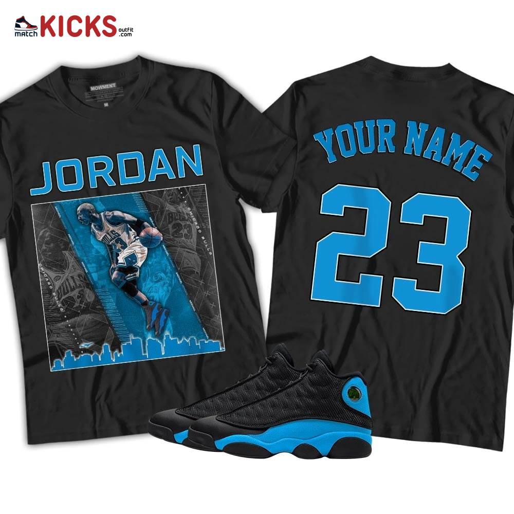 Custome 23 City Sneaker Shirt Match Black University Blue 13s, Jordan 13 Black University Blue 2022 MKO T-Shirt Custome 23 City Sneaker Shirt Match Black University Blue 13s, Jordan 13 Black University Blue 2022 MKO T-Shirt