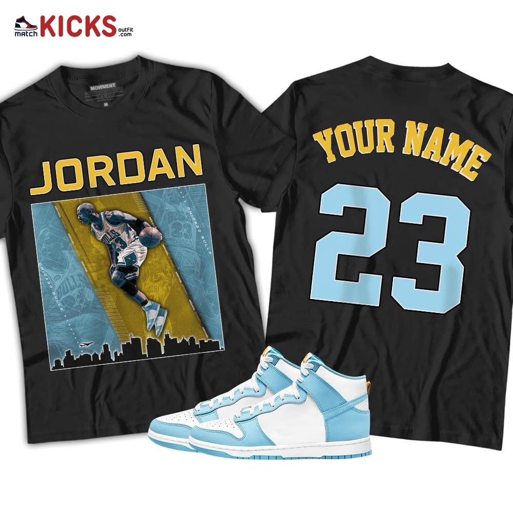 Custome 23 City Sneaker Shirt Match Dunk High Blue Chill, Dunk High Homer Simpson MKO T-Shirt Custome 23 City Sneaker Shirt Match Dunk High Blue Chill, Dunk High Homer Simpson MKO T-Shirt