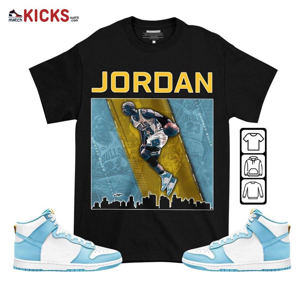 Custome 23 City Sneaker Shirt Match Dunk High Blue Chill, Dunk High Homer Simpson MKO T-Shirt