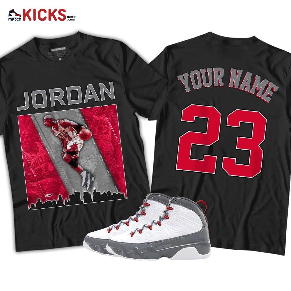 Custome 23 City Sneaker Shirt Match Fire Red 9s, Jordan 9 Retro Fire Red MKO T-Shirt Custome 23 City Sneaker Shirt Match Fire Red 9s, Jordan 9 Retro Fire Red MKO T-Shirt