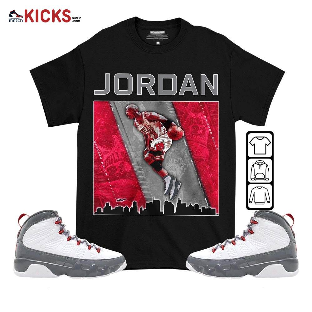 Custome 23 City Sneaker Shirt Match Fire Red 9s, Jordan 9 Retro Fire Red MKO T-Shirt
